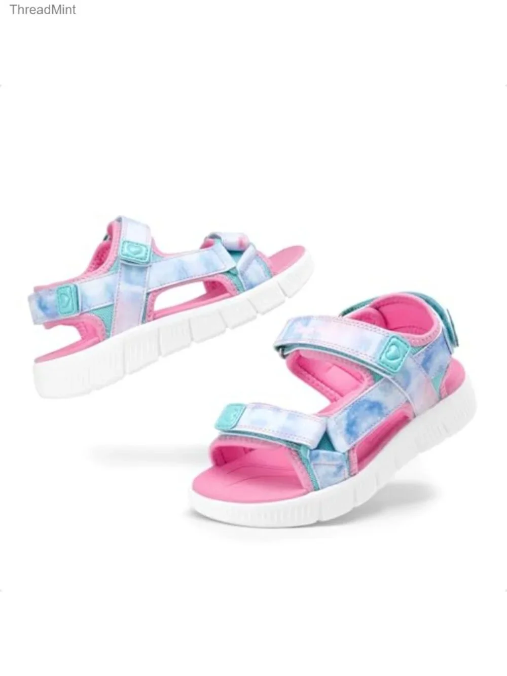 Girls Summer Sandals Faux Leather Mesh Hook Loop